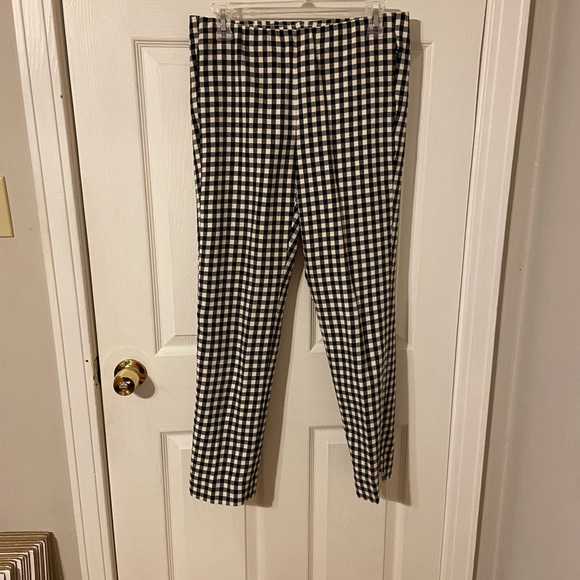 J Jill Essential Cotton Stretch Stylish Black and White Checkered Pants - Picture 1 of 6